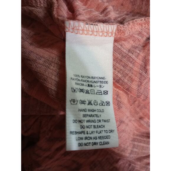 Free People Tank Top Womens Small Red Orange Floral Boho Raw Distress Hem Rayon - Picture 6 of 7